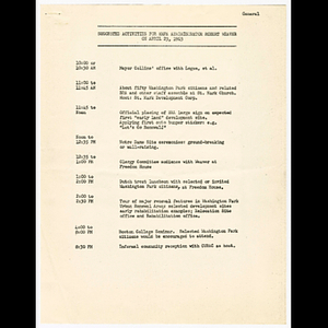 Suggested activities for HHFA Administrator Robert Weaver on April 23, 1963