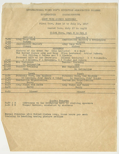 1917 Army Work Course Schedule