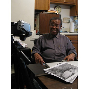 Richard Brown, seated for an interview with the Lower Roxbury Black History Project