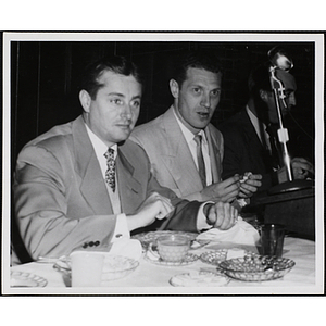 Two guests at the head table at an awards event held by the Boys' Clubs of Boston and the Knights of Columbus Bunker Hill Council