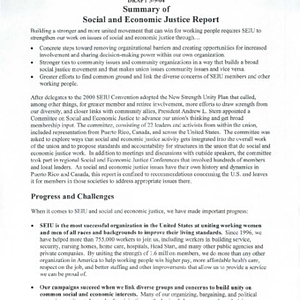 Draft of "Summary of Social and Economic Justice Report"