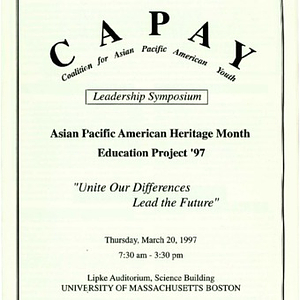 Program booklet for the Coalition for Asian Pacific American Youth Conference in 1997