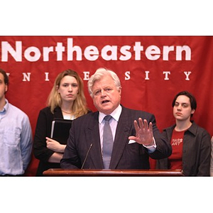 Senator Kennedy speaks at press conference on student financial aid cuts