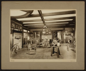 Interior view of reception hall in the Arts and Crafts style, view no. 2, Cambridge, Mass.