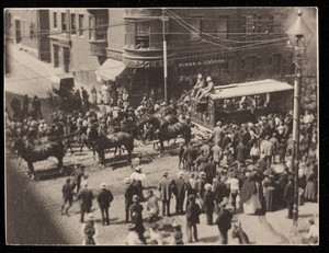 Circus parade on Charles Street, seen from window