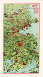 Aerial view map showing territory covered by the lines of the Bay State Street Railway Co. and their connections, issued by the Passenger Department, Bay State Street Railway Co., 309 Washington Street, Boston, Mass., 1912
