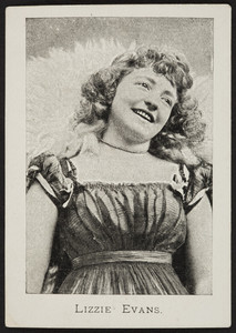 Trade card for Lizzie Evans, Belfast Opera House, Belfast, Maine, undated