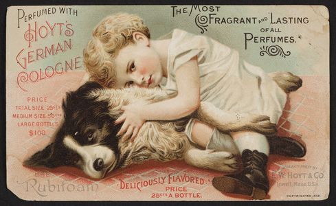 Trade card for Hoyt's German Cologne, E.W. Hoyt & Co., Lowell, Mass., 1892