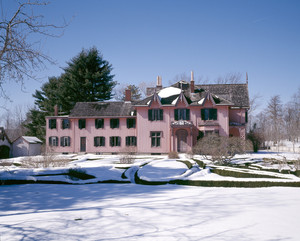 South facade in snow, Roseland Cottage, Woodstock, Conn.