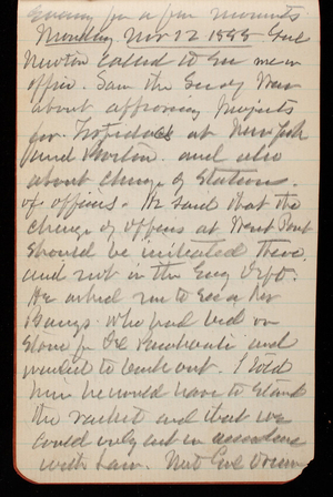 Thomas Lincoln Casey Notebook, September 1888-November 1888, 96, evening for a fur mounts