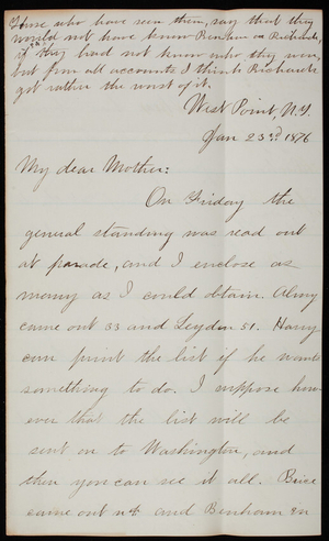 Thomas Lincoln Casey, Jr. to Emma Weir Casey, January 23, 1876