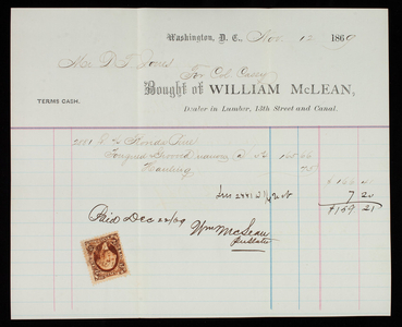 William McLean to Thomas Lincoln Casey, November 12, 1869