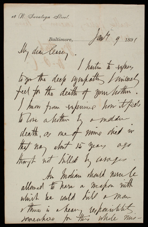 [William P. Craighill] to Thomas Lincoln Casey, January 9, 1891