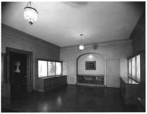 Exhibit gallery in the Oliver Room, Massachusetts Historical Society