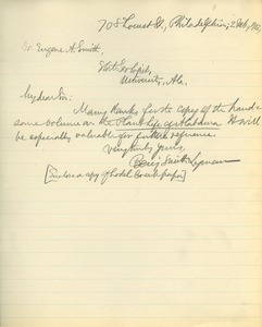 Letter from Benjamin Smith Lyman to Eugene A. Smith