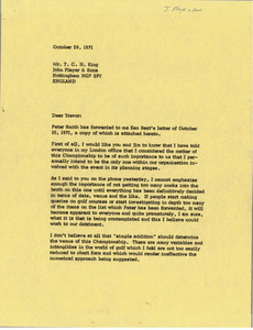 Letter from Mark H. McCormack to T. C. H. King