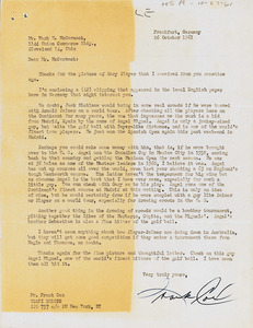 Letter from Frank Cox to Mark H. McCormack