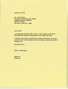 Letter from Mark H. McCormack to David Foster