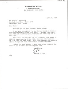 Letter from Edward D. Coco to Mark H. McCormack