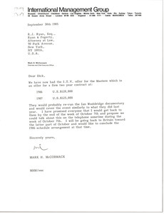 Letter from Mark H. McCormack to R. J. Ryan