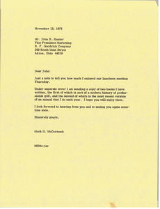 Letter from Mark H. McCormack to John B. Hunter