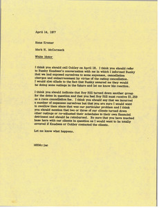 Memorandum from Mark H. McCormack to Hans Kramer