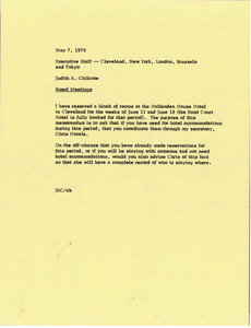 Memorandum from Judy A. Chilcote to Cleveland, New York, London, Brussels and Tokyo executive staff