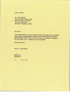 Letter from Mark H. McCormack to Ben Bidwell