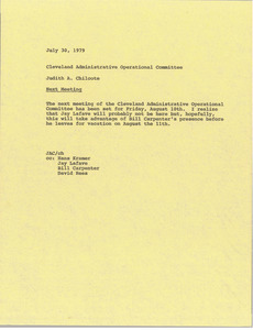 Memorandum from Judith A. Chilcote to Cleveland operational committee