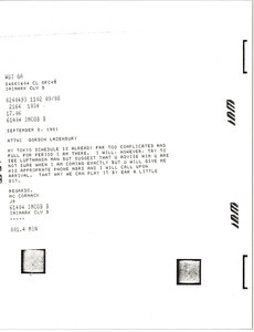 Telex prinotuts from Mark H. McCormack to Gordon Lazenbury