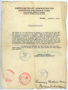American Relief Administration certificate