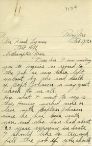 Letter from Arthur J. Morrison to Frank Lyman