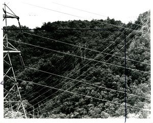 Electric wires below dam
