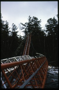 Ruins of the weather tower for the proposed nuclear power plant in Montague, Mass., felled by Sam Lovejoy