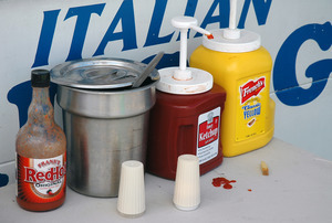 Franklin County Fair: condiments at a food stand