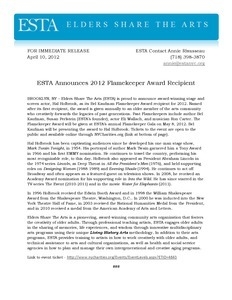 Press Releases: ESTA announces 2012 Flamekeeper Award recipient: Hal Holbrook