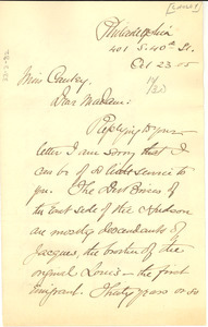 Letter from Patterson Du Bois to unidentified correspondent