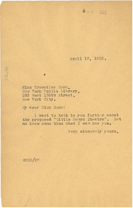 Letter from W. E. B. Du Bois to New York Public Library