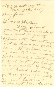 Letter from Carolyn Miller Rivers to W. E. B. Du Bois