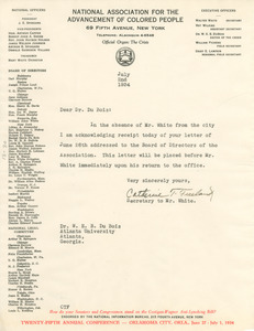 Letter from Catherine Freeland to W. E. B. Du Bois
