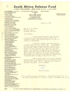 Letter from Ethel Ray Nance to Shirley Graham Du Bois