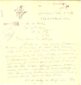 Letter from Mr. J. Merchant to Augustus Granville Dill