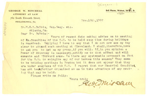 Letter from George W. Mitchell to W. E. B. Du Bois