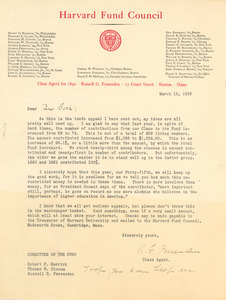 Circular letter from Harvard Fund Council to W. E. B. Du Bois