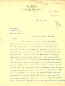 Letter from George W. Sample to W. E. B. Du Bois