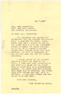 Letter from W. E. B. Du Bois to Vada Somerville