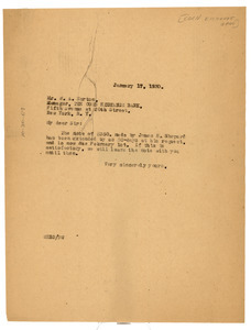 Letter from W. E. B. Du Bois to the Corn Exchange Bank Trust Company