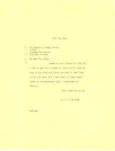 Letter from W. E. B. Du Bois to Phylon