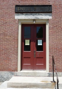 Montague Center Library: detail of front door to the library