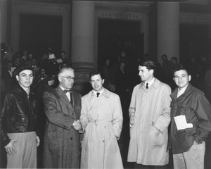 Hugh P. Baker with students outside Stockbridge Hall